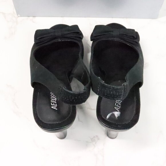 Aerosoles Women's 8M Protoplast Black Fabric Bow Classic Slingback Heels - Picture 6 of 10